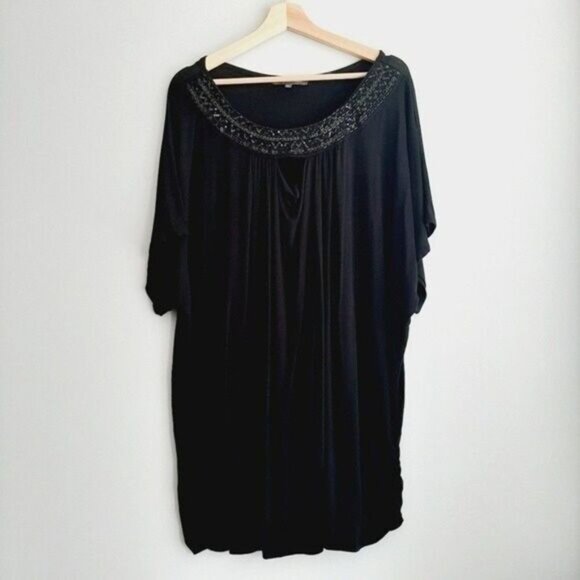 ADDITION ELLE Short Sleeve Tunic Top Beaded Neckline PLUS Sz 4X - Picture 2 of 10